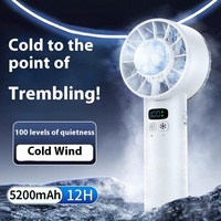 5200mah Ice Compress Fan High-speed Cooling Handheld USB Rechargeable Portable LED Digital Display For Travel Outdoor