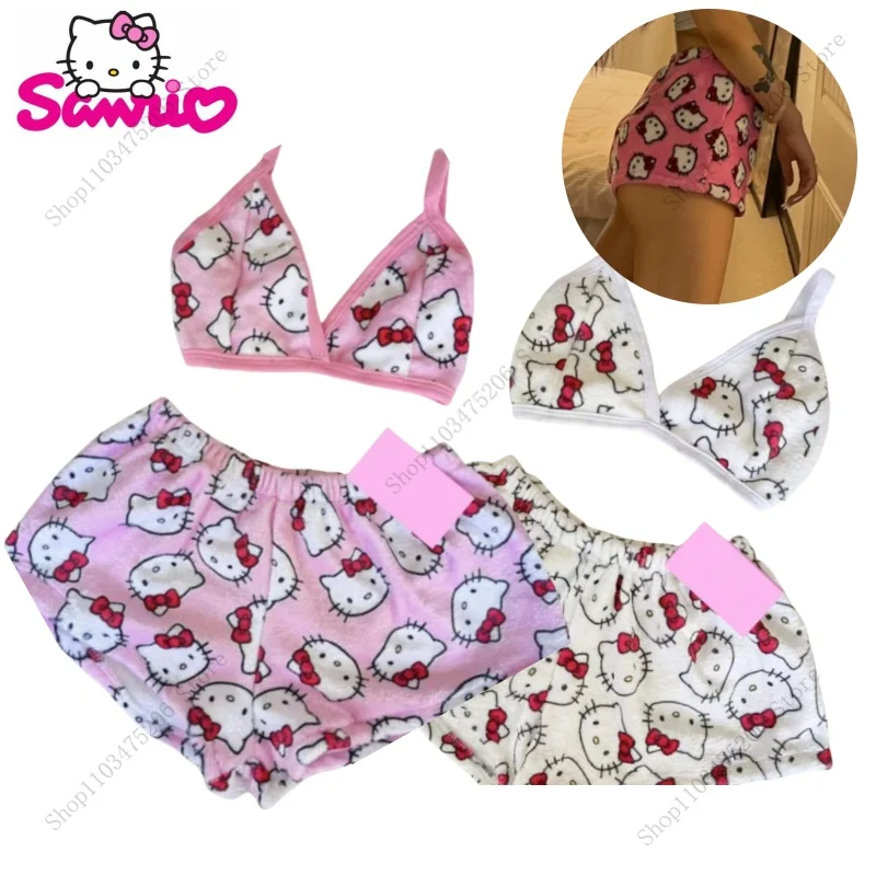 

Cartton HelloKittys Vest Shorts Pajamas Set Kawaii Cartoon Anime Home Leisure Pajamas Two Piece Set Cute Girls Birthday Gifts