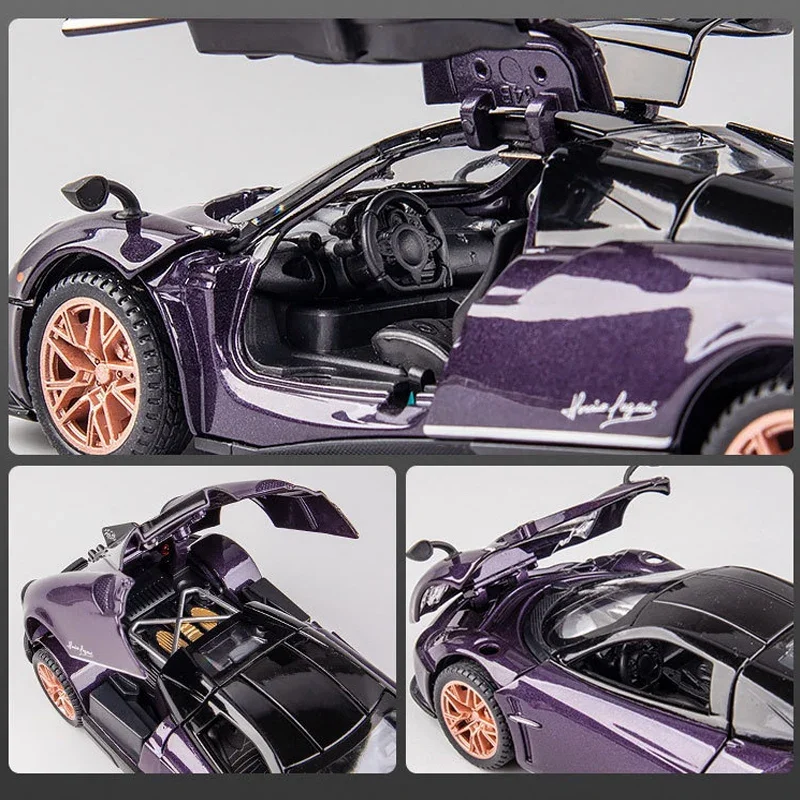 Wildani Huayra Dinastia-Modèle de voiture de course en alliage moulé sous pression, jouet en métal, collection son et lumière, cadeau pour garçon, 1:32