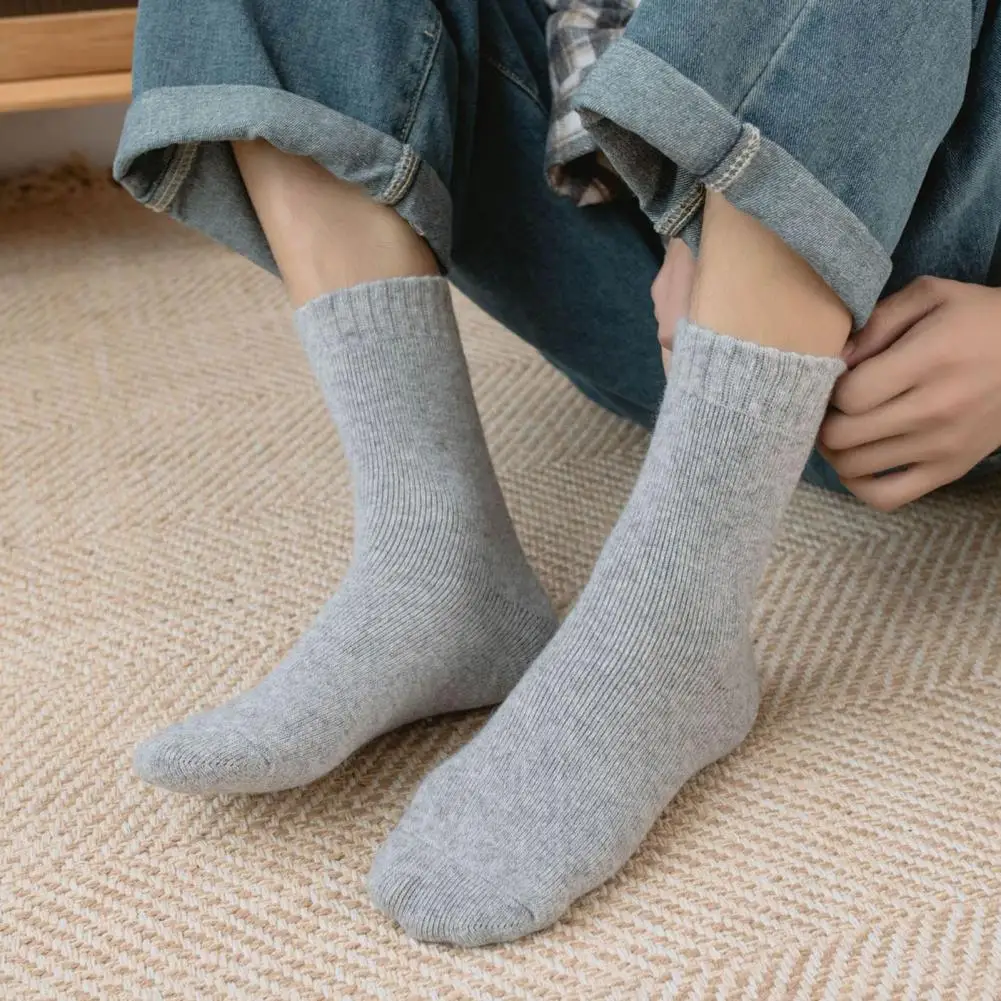 Foot-shrinking Design Socks Minimalist Design Socks Women's Winter Mid-tube Thick Anti-slip Knitted Socks 4 Pairs Keep for Cold