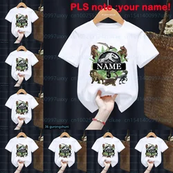 Note Your Name New Hot Movie Jurassic Park Birthday Gift 1-10th Tshirt Funny Dinosaur T-Shirts Boys tshirts Kids Clothes tops