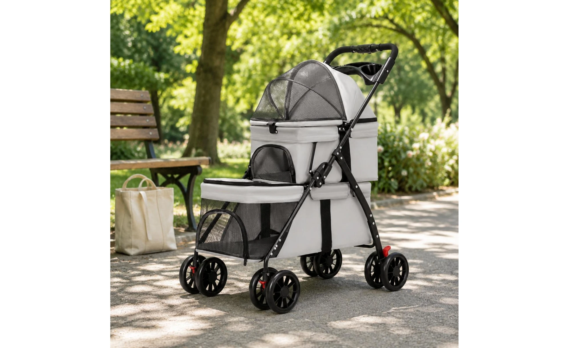 Double-Deck Pet Stroller Lightweight Small Dog Feline Stroller Pet Transport Lockable Wheels Removable Liner for Travel Double-Deck Pet Stroller Lightweight Small Dog Feline Stroller Pet Transport Lockable Wheels Removable Liner for Travel