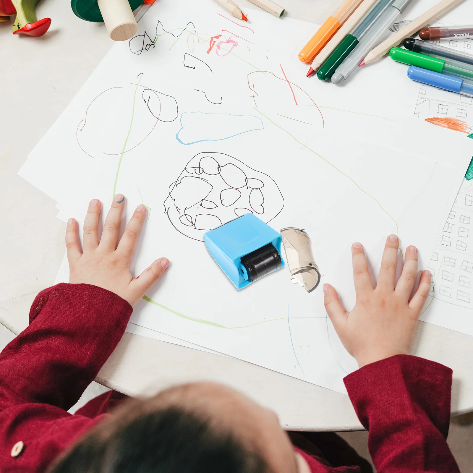 طوابع البريد خط الأسطوانة التحبير الذاتي المتداول البلاستيك يموت المعلم للفصول الدراسية السماء الزرقاء طالب صغير