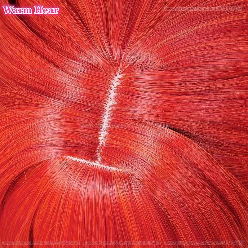 새로운! 게임 HSR Tribios Tribbie 합성 롱 98cm 따뜻한 빨간색 브레이드 가발 내열성 헤어 할로윈 파티 코스프레 애니메이션 가발