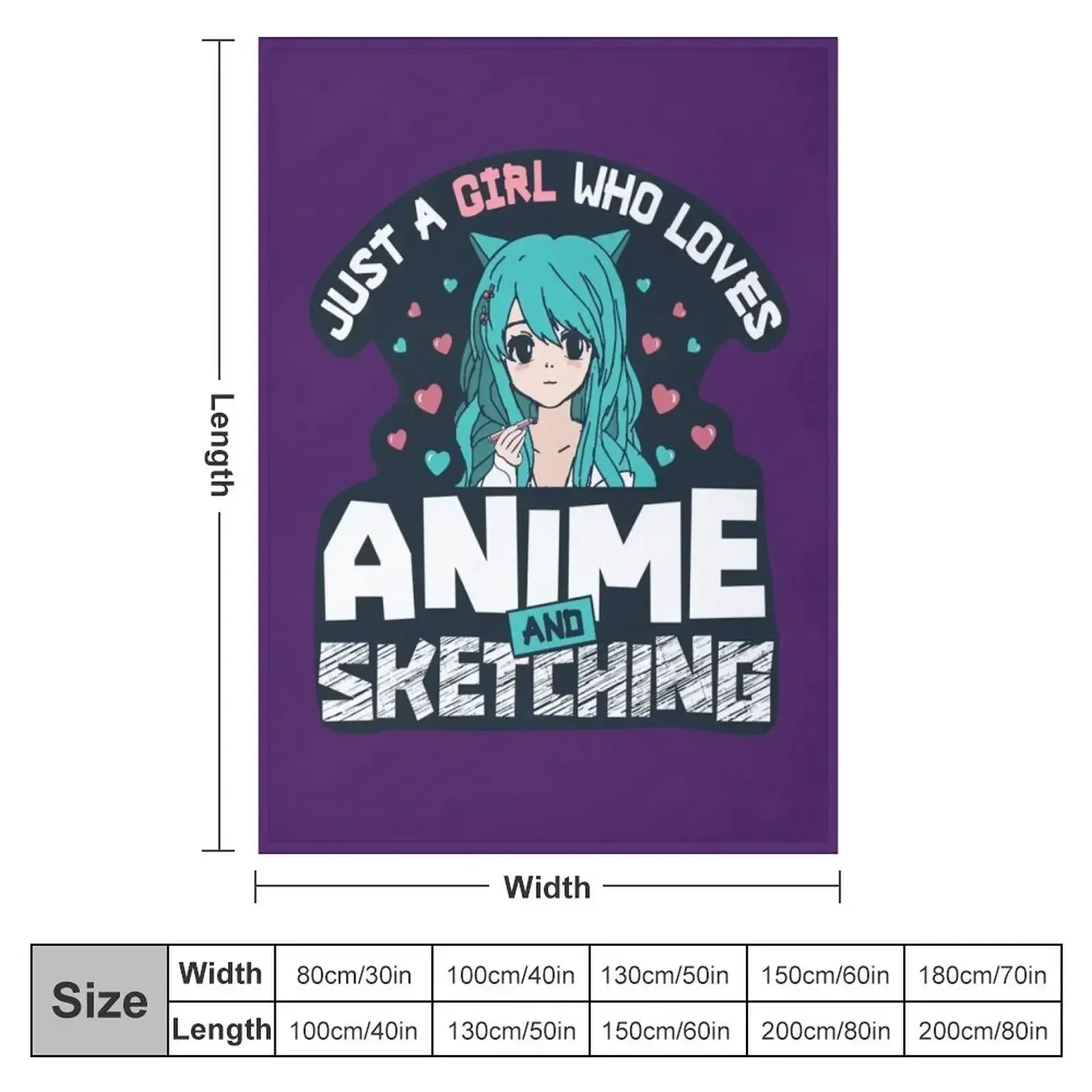 Anime and Sketching Girl who loves drawing cute gift Throw Blanket Nap Bed heavy to sleep Heavy Blankets