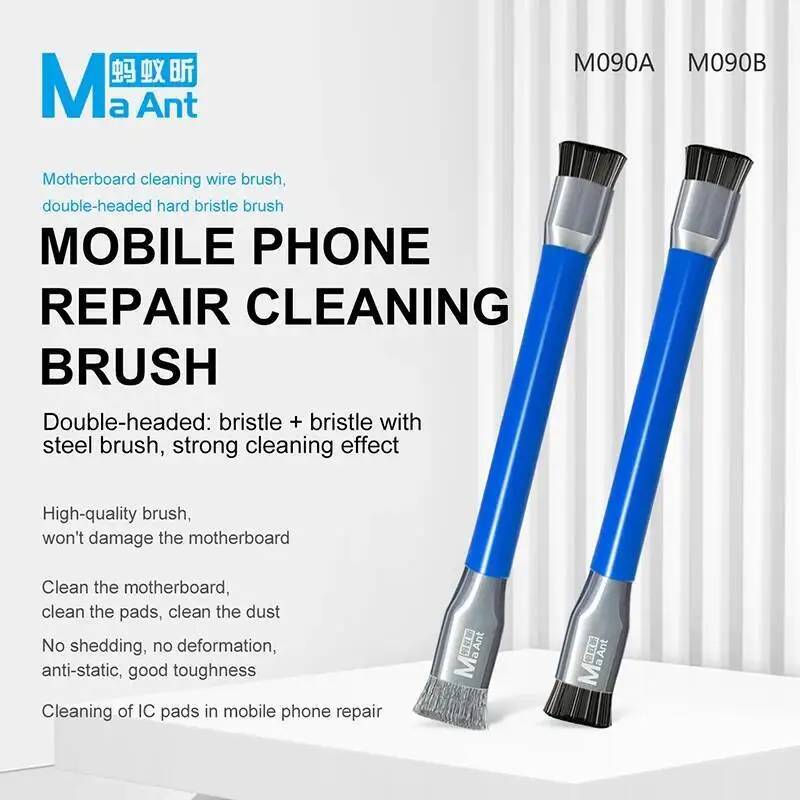 MAANT M090A M090B Dual-Ended Cleaning Brush Anti-Static Nylon Bristle Glue Removal Soldering Cleaning Tool Kit for Circuit Board