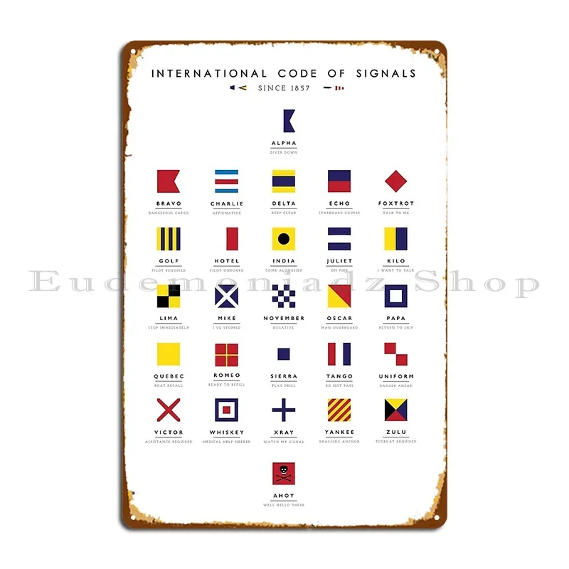 Nautical Flags International Code Of Signals Metal Sign Cinema Painting Personalized Design Living Room Tin Sign Poster