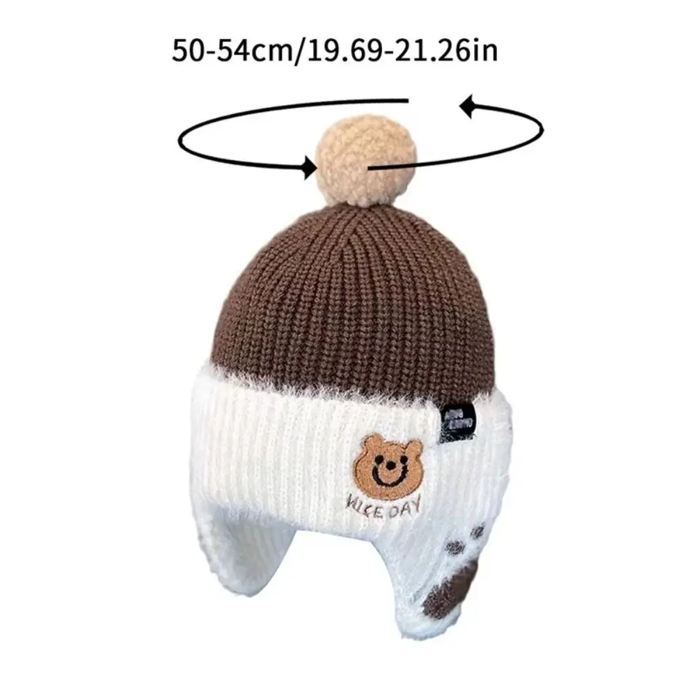 Children Beanies Baby Wear Wool ​​Baby Warm Hat Soft Cute Bear Ear Protection Hat Kids Cap Woolen Knitted Hats