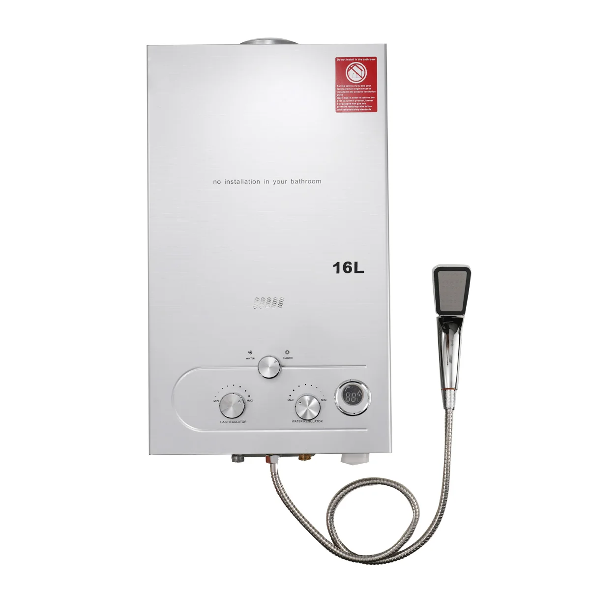 18L LPG Propaangas Boiler Draagbare Tankless Instant Boiler Met Douchekop Kit Digitale Display Wandmontage - afbeelding 2