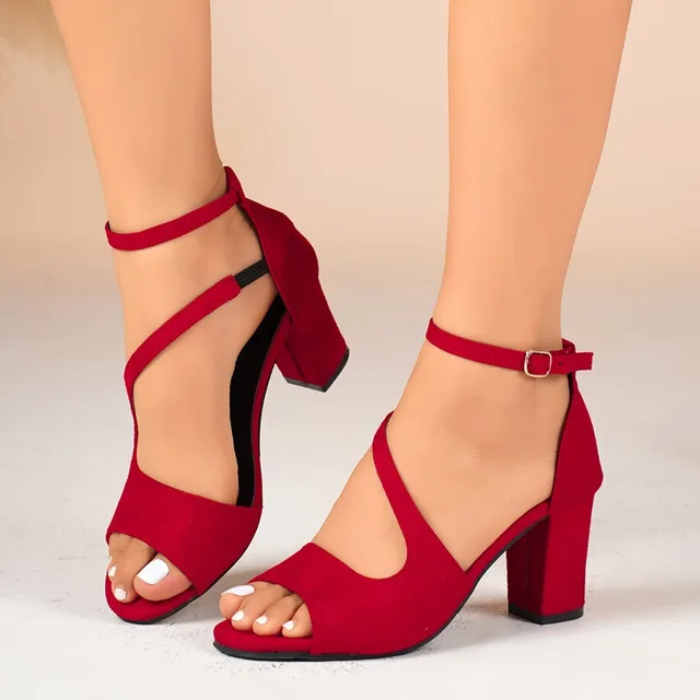 Fashion Block Heel Sandals Summer New Round Toe Open Toe Bag Heel One Strap Anti-slip Wear-resistant High Heels