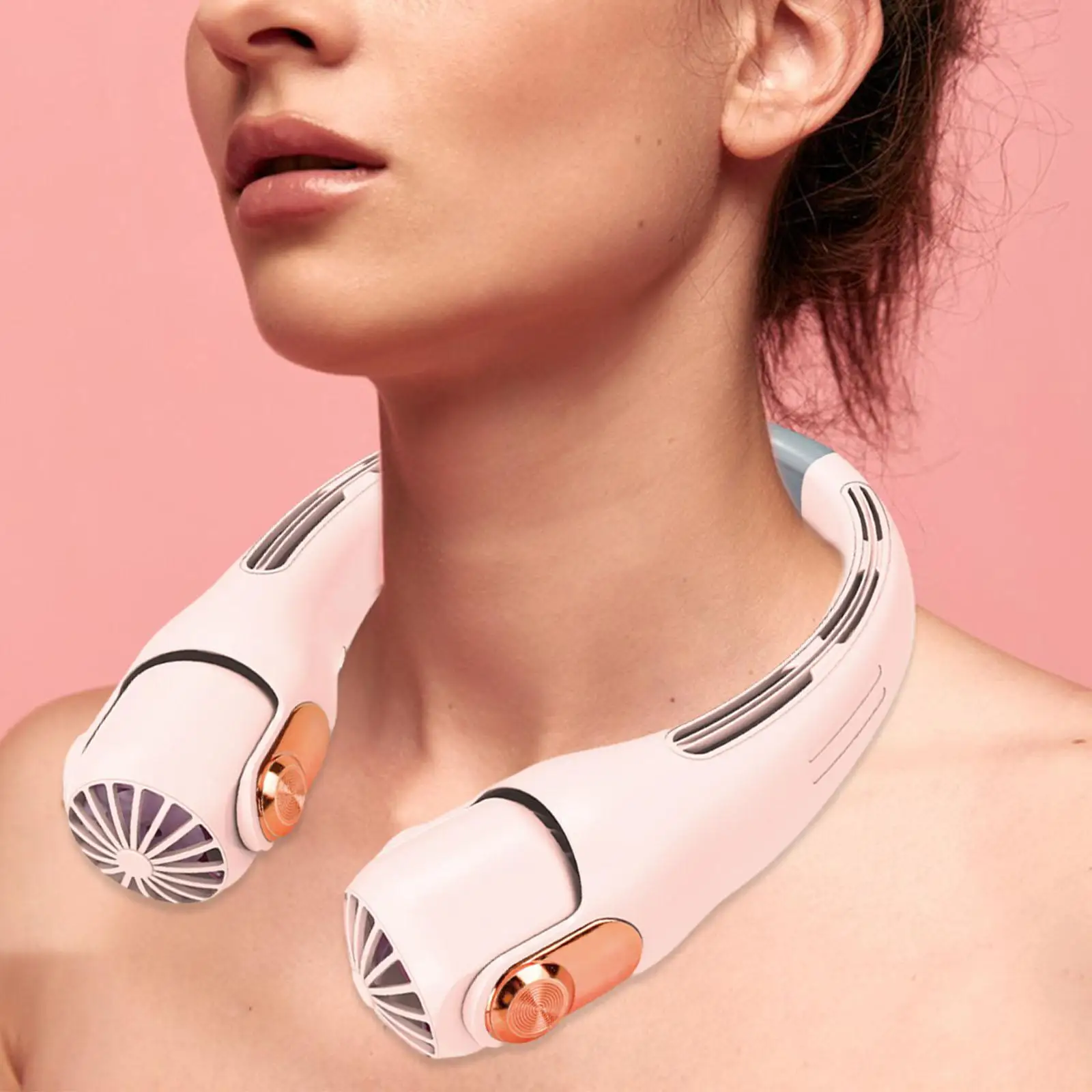 Neck Hanging Fan Rechargeable Cooling Fan 3 Speeds Flexible Mute Personal Fan for Indoor Outdoor Travel Office Hiking Sports