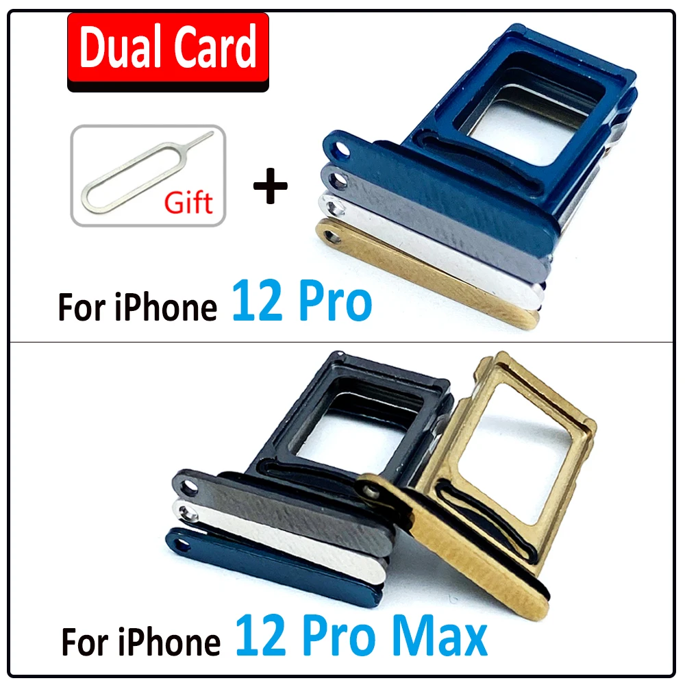 Dual Card For 12 Pro SIM Card Tray chip slot drawer Holder Adapter Accessories Replacement For IPhone 12 Pro Max + Pin