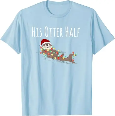 Lustiges Partnerlook-T-Shirt „His and Her Otter Half“ – Hässliches Weihnachts-T-Shirt im Y2K-Stil für die Familie, passende Weihnachtspyjamas mit Grafik und Spruch, Neuheit – Detail 27