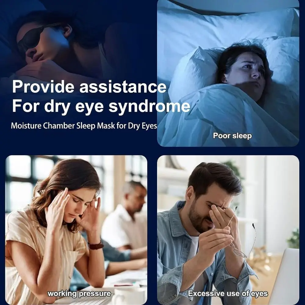 Portable Silicone Eye Mask Soft Adjustable Sleep Goggles Dry Eye Relief Moisture Chamber Blackout Mask Travel