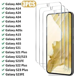 3PCS Tempered Glass For Samsung Galaxy A14 A24 A04 A54 5G A05S A15 A35 A55 Screen Protector Samsung S21 S20FE S22 S23 Plus Glass