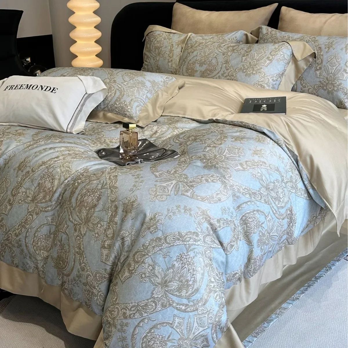 American 140 tensilk cotton four-piece fall and winter digital printing cotton thickened warm quilt set for bed   bedding set