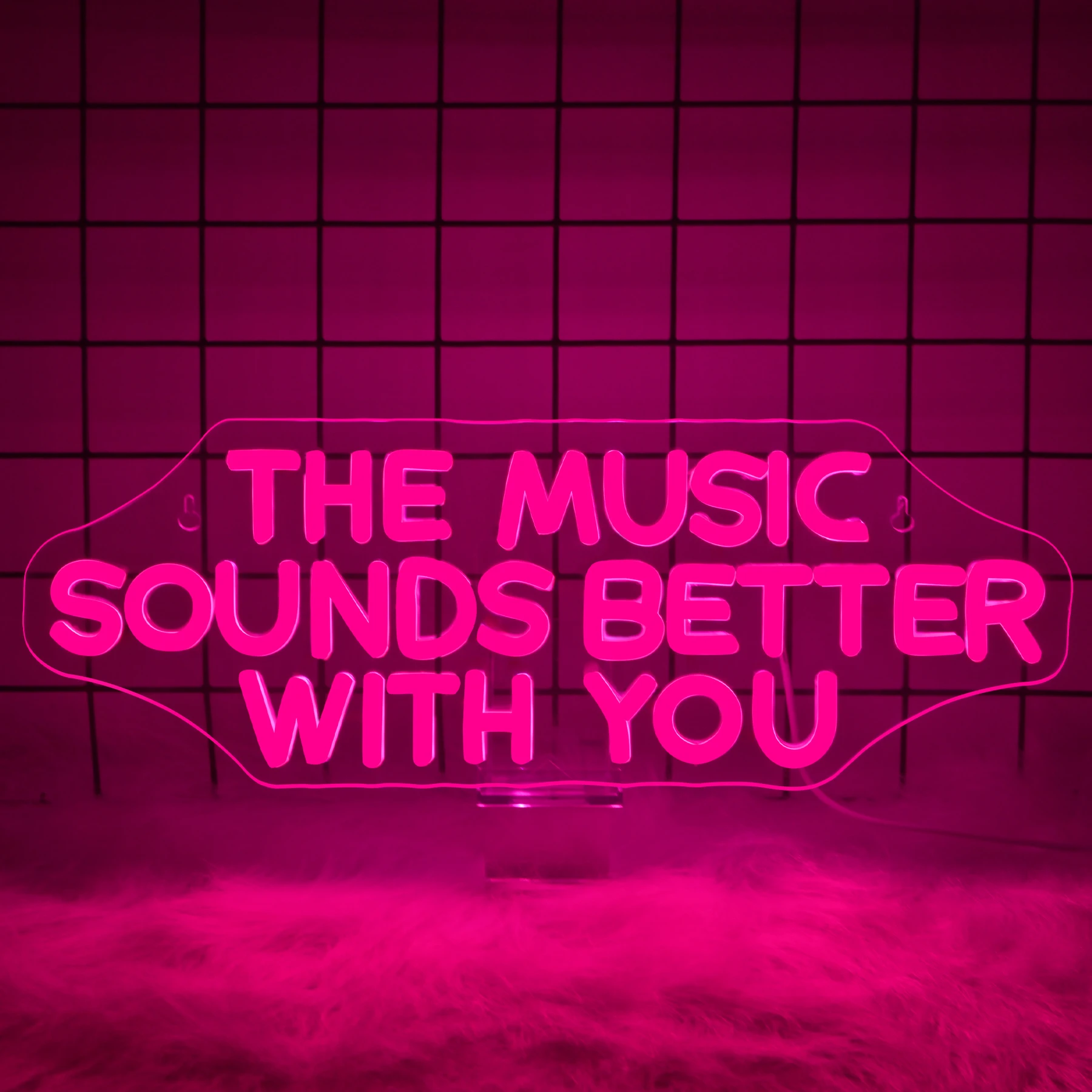 Neon Sign The Music Sounds Better With You Pink Led Neon Light USB Powered Custom Neon Lights Music Wall Room Decor 