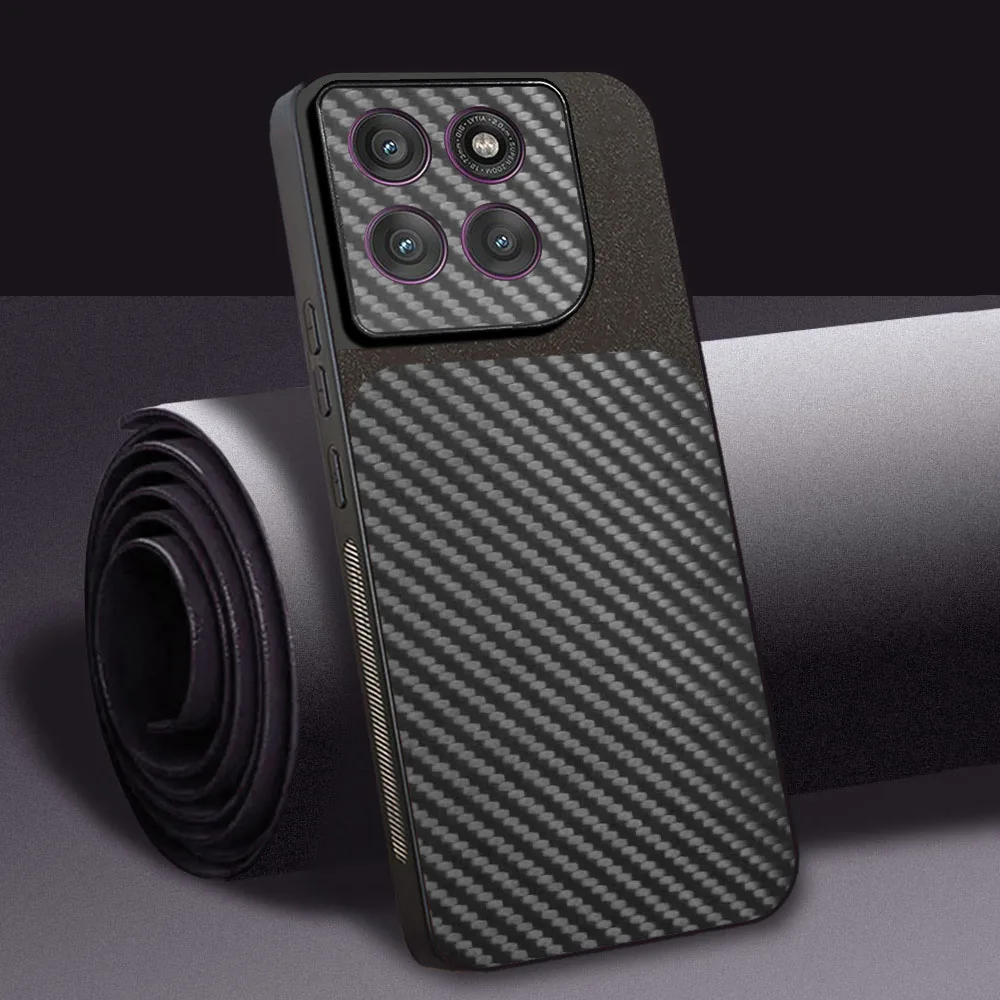 Carbon Fiber Leather Case For Moto edge 70 Pro Frosted Acrylic Mixed Phone Cover For Motorola Moto edge 70 Case