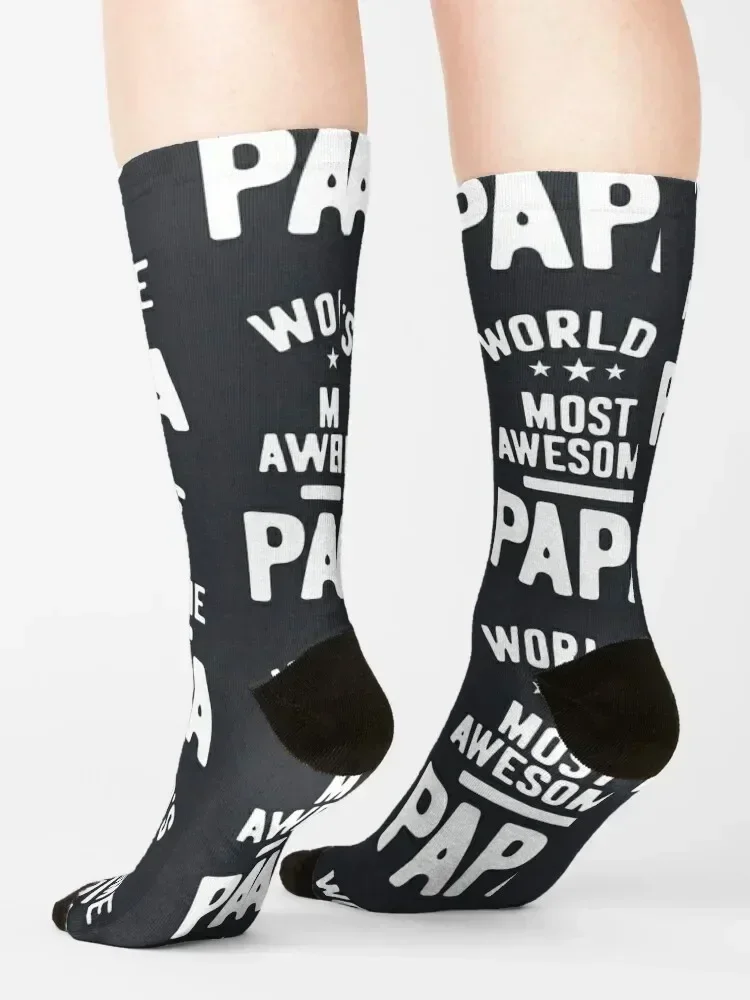 Mens World's Most Awesome Papa Father Gift Socks Crossfit christmas gifts cool Rugby Socks Men Women's
