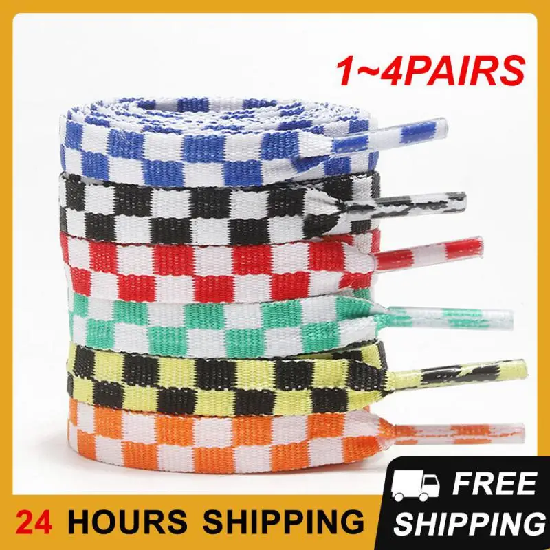 1~4PAIRS Shoelace Fashion Shoe Plaid Shoelaces Shoe Accessories Colored Shoelaces Two-color 1.6 Meters Polyester Shoelaces