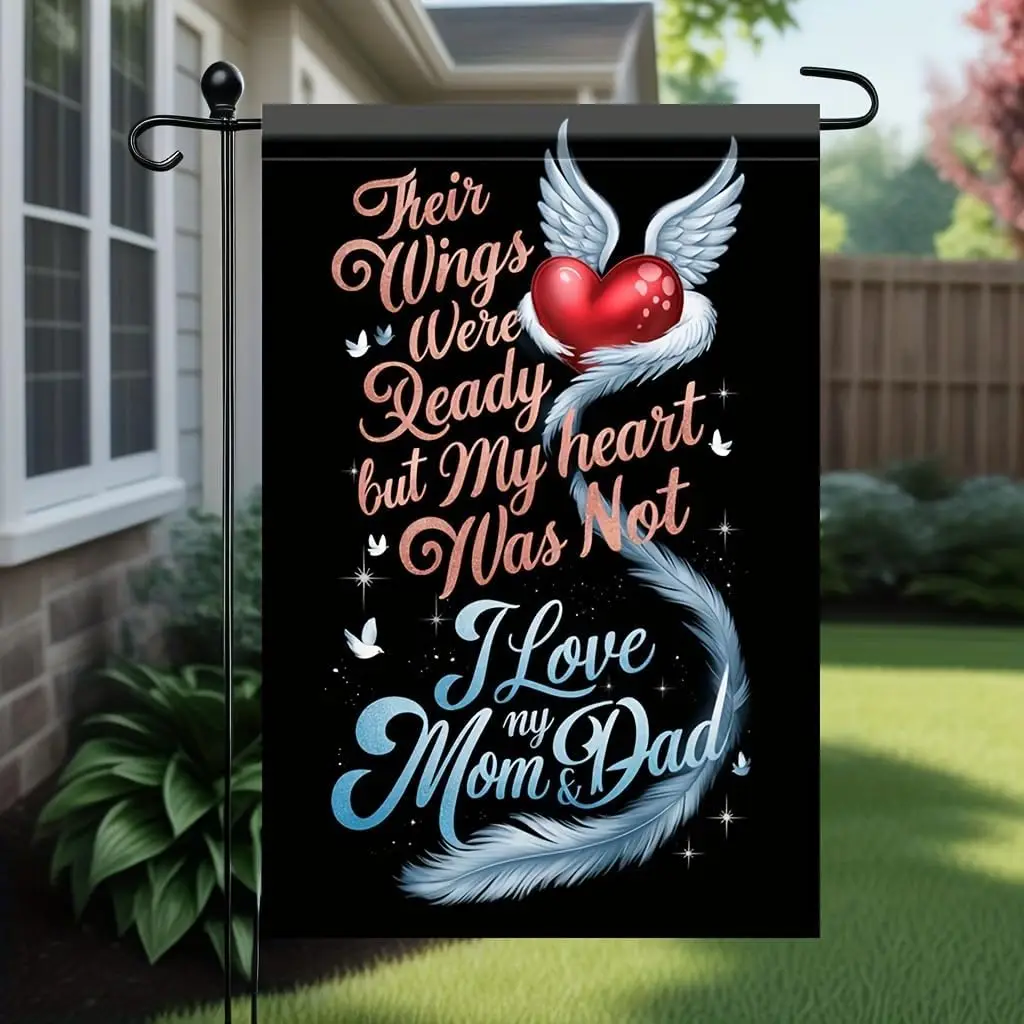 Memorial Garden Flag 12x18 Inch Double Sided Outdoor Sympathy Decoration In Loving Memory of Mom and Dad Yard Remembrance De PPM