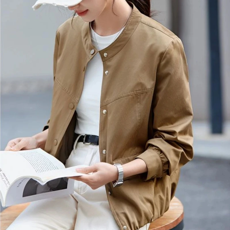 Baseball Aviator Coat Woman Loose Vintage Plain Bomber Jacket for Women Sale Chic Cheap Long Sleeve Deals Fashion Elegant Casual