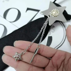 Unisex Necktie Metal Chain Tassels Star Jewelry Small Ties for School Uniform NEW