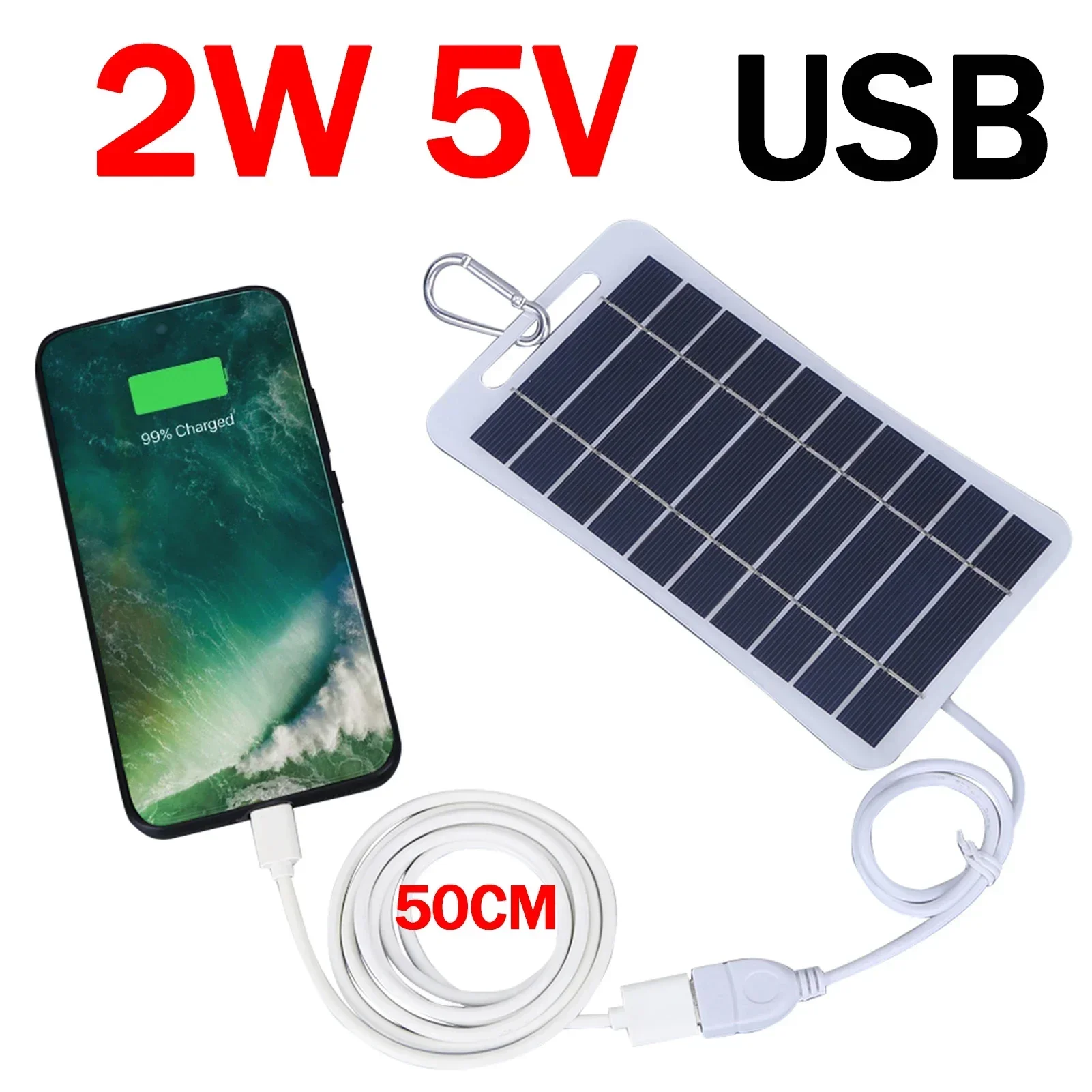 2W 5V Portable Solar Panel USB Mobile Phone Charging Panel Charge Stabilize Battery Charger for Power Bank Phone Outdoor Camping