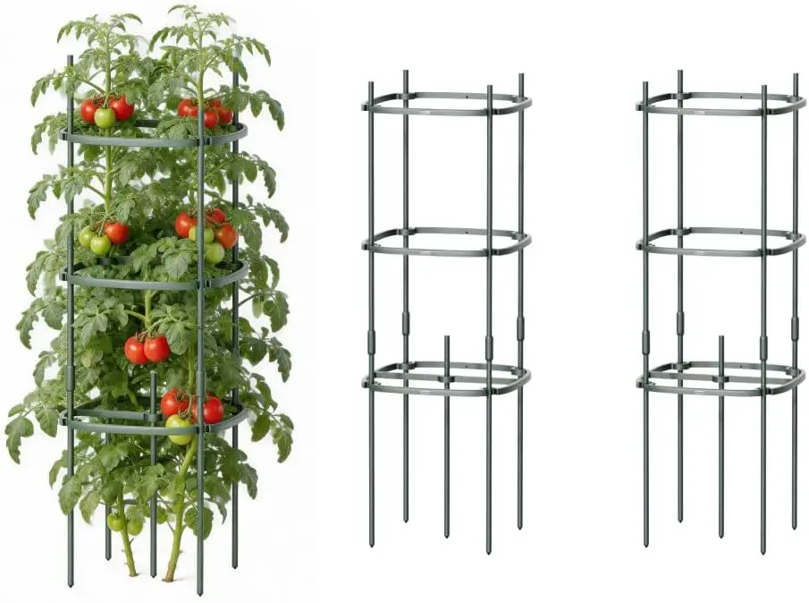 Tomato Cage Tomato Tower 3 Tier for Garden & Pots, Rust-Resistant Tomato Stakes Heavy Gauge Plant Cage Trellis Support for Climb