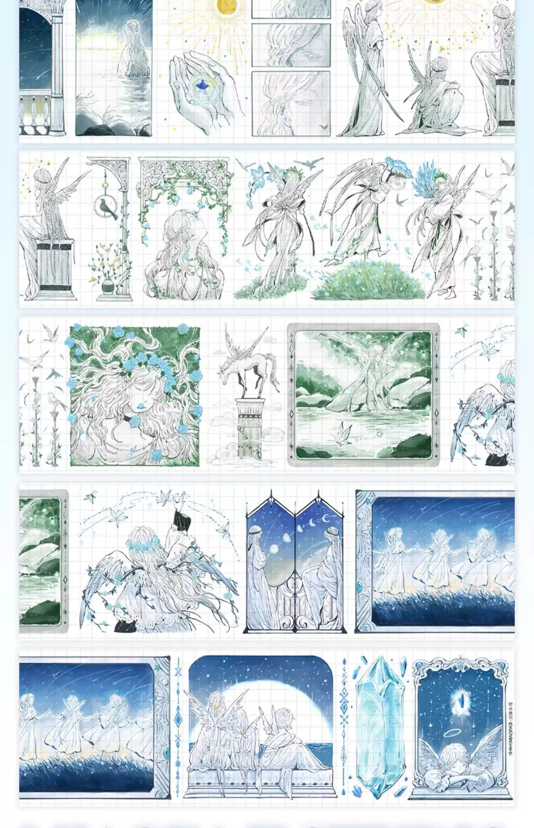Angel Sleeping in Paradise Shiny Washi PET Tape Scrapbook Collage Sticker