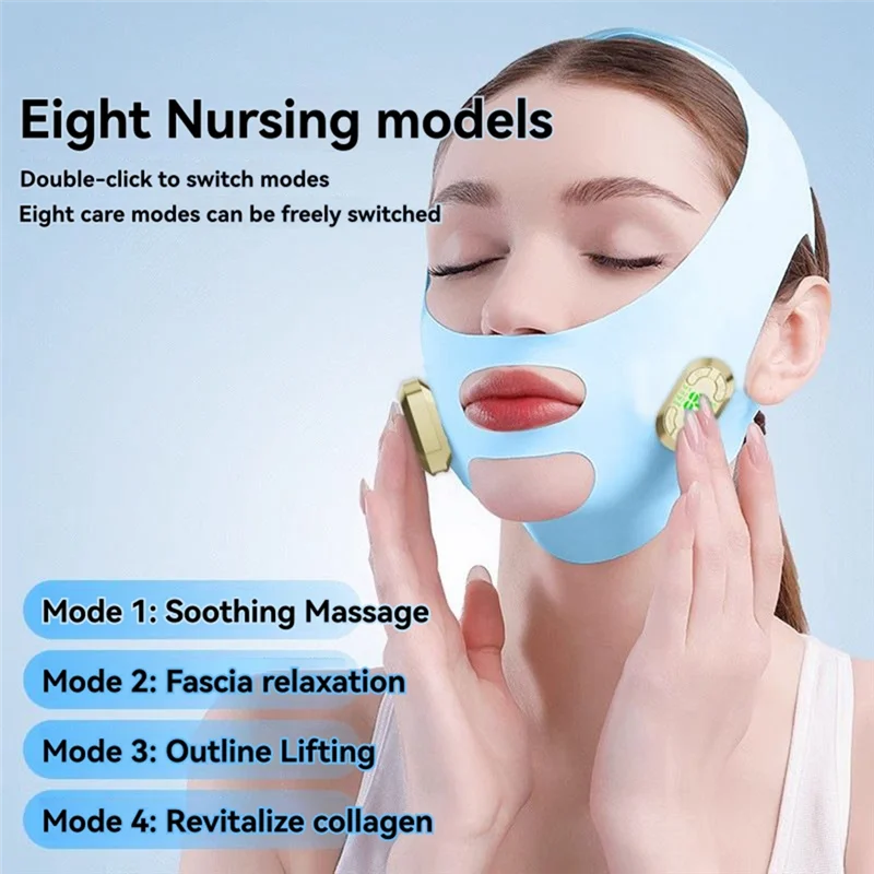 آلة رفع الوجه EMS إزالة الذقن المزدوجة على شكل حرف V حزام رفع EMS Pulse V-Face Massager