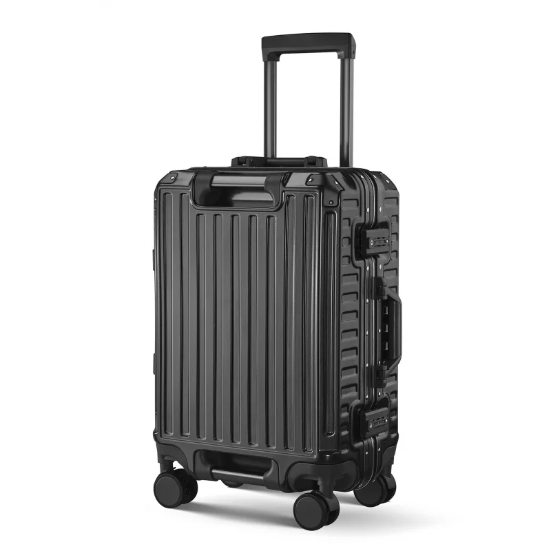 New aluminum frame double handle luggage universal wheel boarding bag trolley case travel suitcase with combination lock