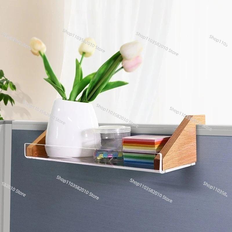 Desktop Workstation Partition Rack, Solid Wood & Acrylic Countertop Storage Organizer
