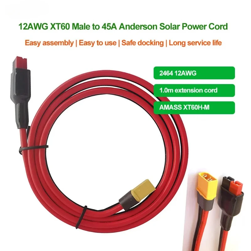12AWG XT60 Male to 45A   Cable / XT60H-M to  Solar Power Cord Adapter Cable  1M Tinned Copper Power Cable