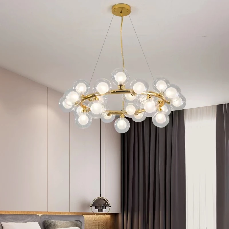 

Nordic Pendant Lamps G4 Glass Lampshade Lustre LED Luminaire Loft Style Modern Lighting Round Ball Hanging Lights Fixture