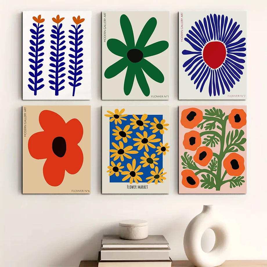 Abstrakte Blumen Wandkunst Poster Galerie Drucke Leinwand dekorative Malerei Wanddekoration Wandbild Bilder Wohnzimmer Dekor