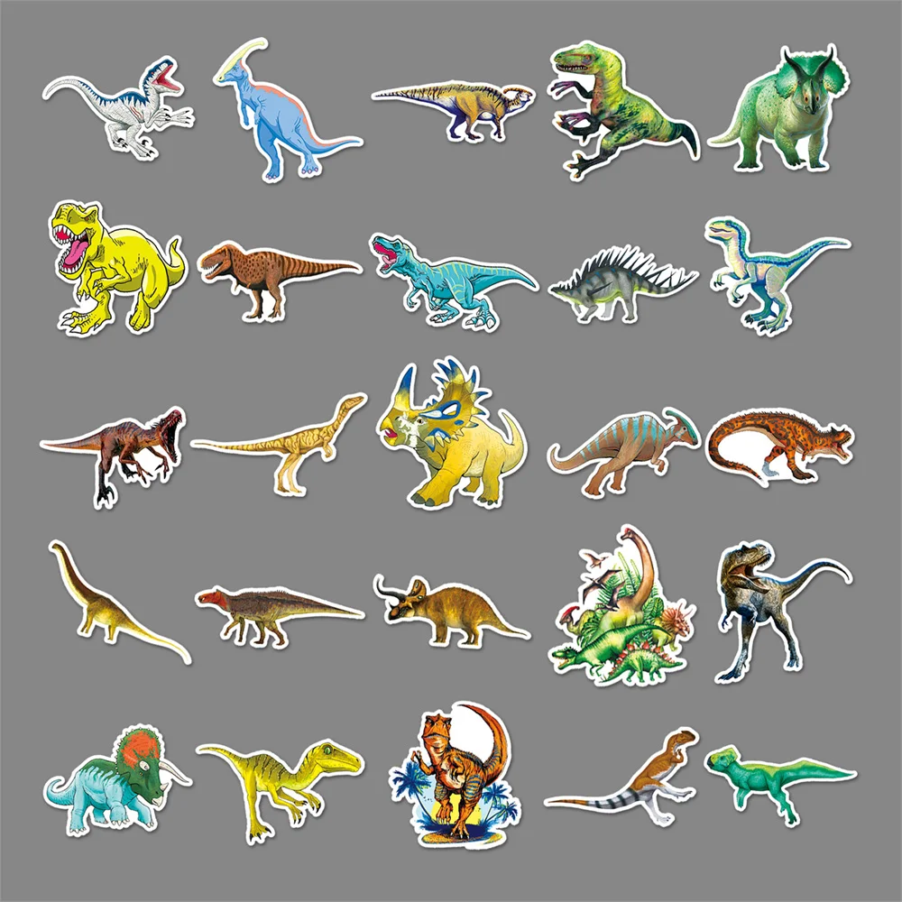 Waterproof Dinosaur Graffiti Adesivos, Desenhos animados Animais Criativos Adesivos, Decoração do computador iPad, Atacado, 10 Pcs, 30 Pcs, 50Pcs