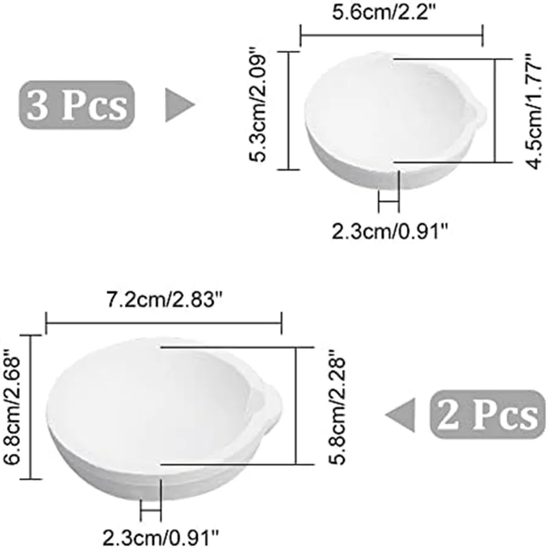 New Set of 5 2 Styles Ceramic Bowls Quartz Melting Plate Pot for Melting Cast Refining Metal Gold and Silver, 100G 250G
