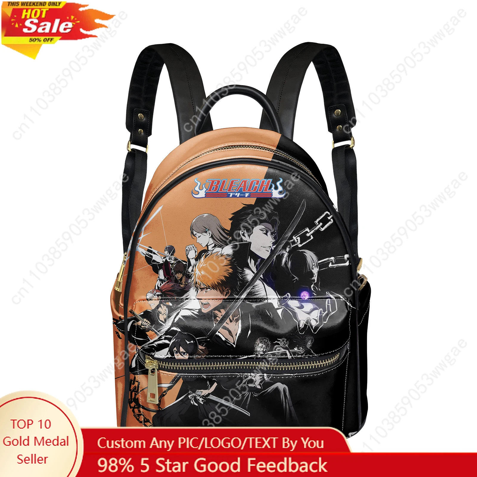 

Bleach Backpack Womens Mens Knapsack Custom Made Text Image Double Shoulder Bags Business Travel Bookbag Rucksack Gift Daypack