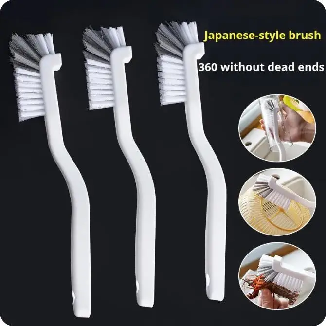 

Japanese Style Sink Brush Cleaning Cup Brush with Long Handle Elbow Design Tail Hole Wall Hanging Crevice Cleaning Accessories