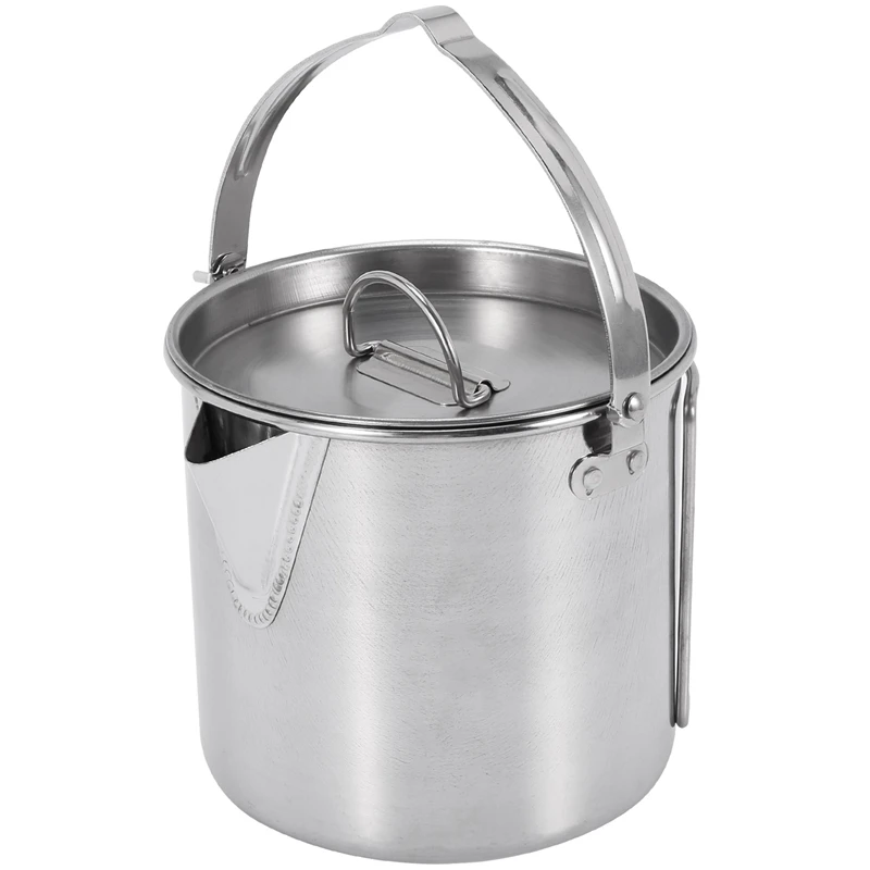 

Top-Outdoor Camping Kettle Stainless Steel Cooking Kettle 1.2L Lightweight Compact Camping Pot For Hiking Backpacking Picnic