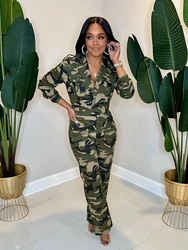 Women Jumpsuit Long Elegant Winter Full-length Jumpsuit with Camouflage Print Casual One Piece Cago Pants Wholesale Dropshipping