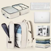 Mochila de viaje Likros para mujer, mochila expandible para ir de semana, senderismo, portátil, con puerto USB, mochila grande impermeable de 40L para hombre