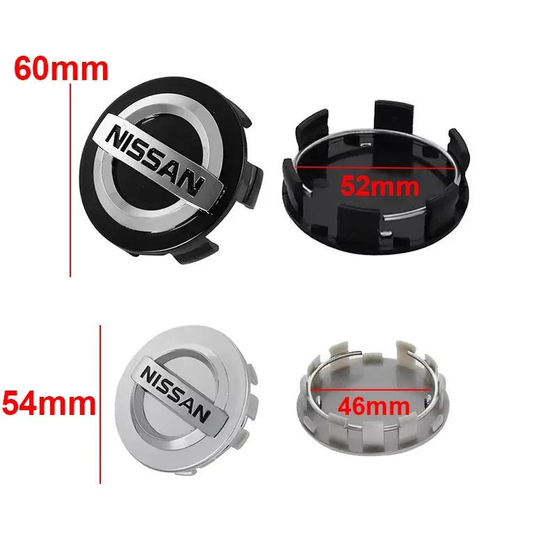 4PCS 54mm/60mm Car Wheel Center Hub Cover for Nissan Leaf 350Z Altima Livina Micra Navara Qashqai Sylphy X-Trail J11 Accessories