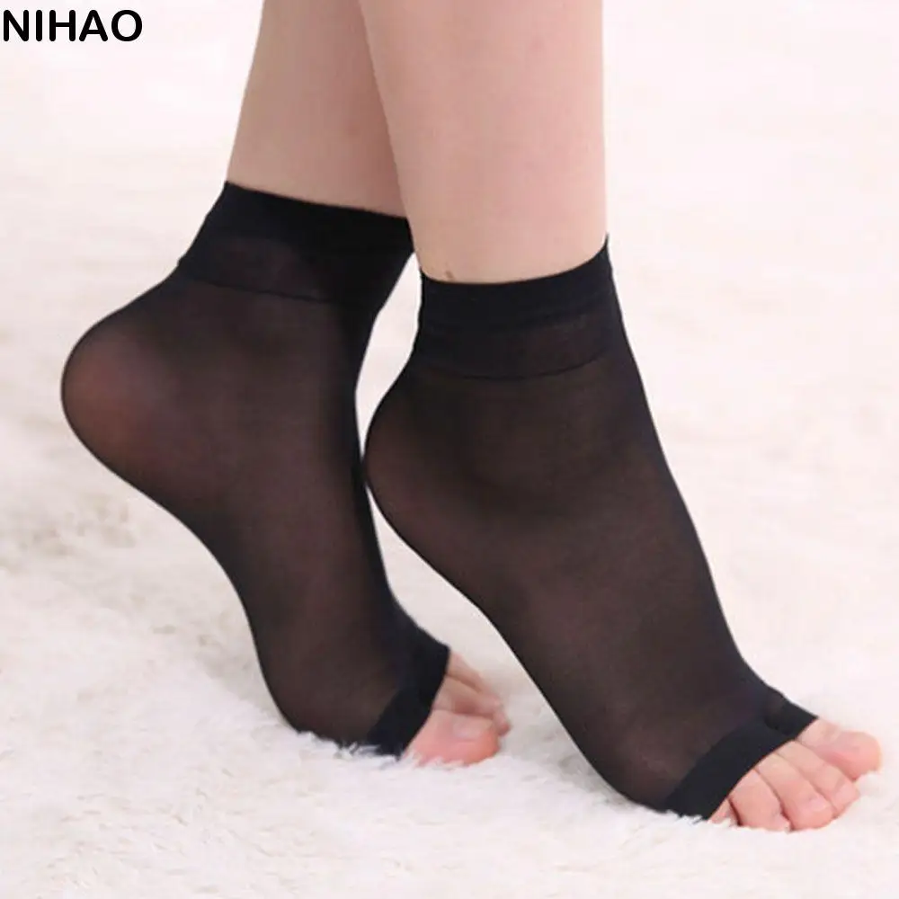 

Hot Lovely Smooth Spring Summer Ultrathin Stocking Foot Ultrathin Open Toe Socks Mid-Ankle