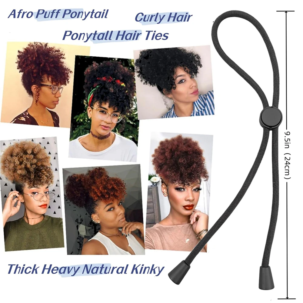 Verstellbare Haargummis für dicke, lockige Frisuren – Afro Puffs, Pferdeschwänze, Locs, Ananas für schwarze Frauen und Mädchen (6er-Pack) – Detail 1