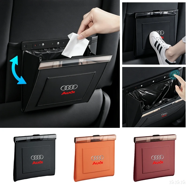 Magnetic Car Garbage Bag Waterproof Hanging Car Trash Can Storage Holder Multi-use Organizer For Audi A3 A4 Q3 Q5 Sline Sticker view 3