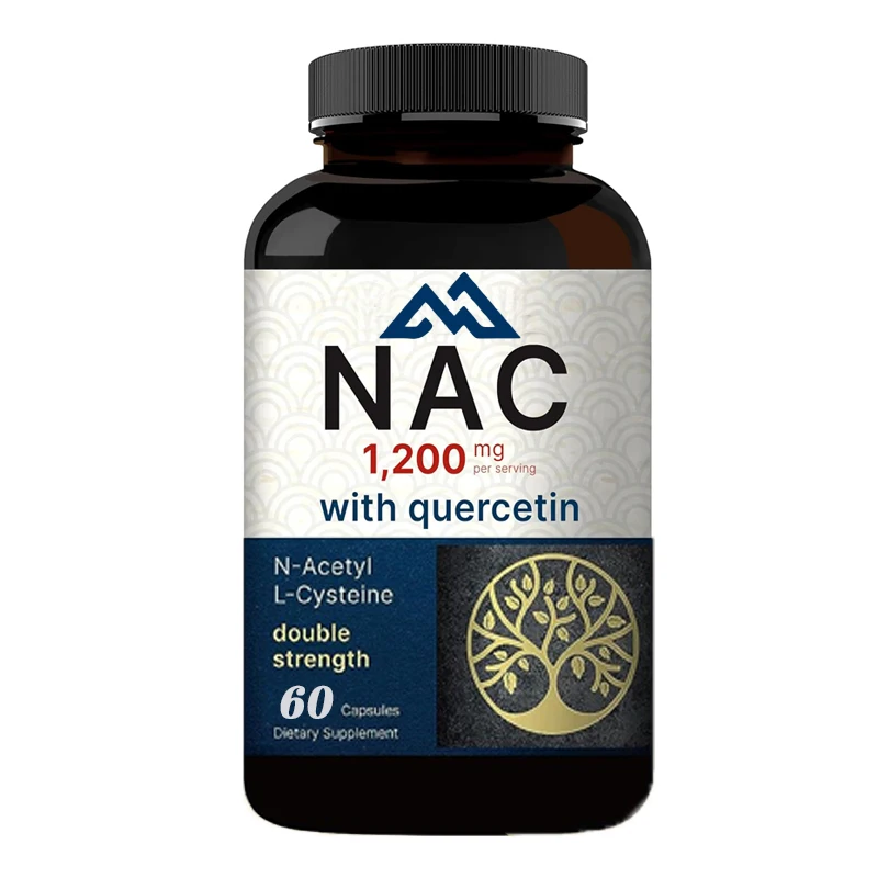 NAC supplement 1200mg 60 capsules, N-acetylcysteine containing quercetin dual strength - supports immune, liver, and lung health