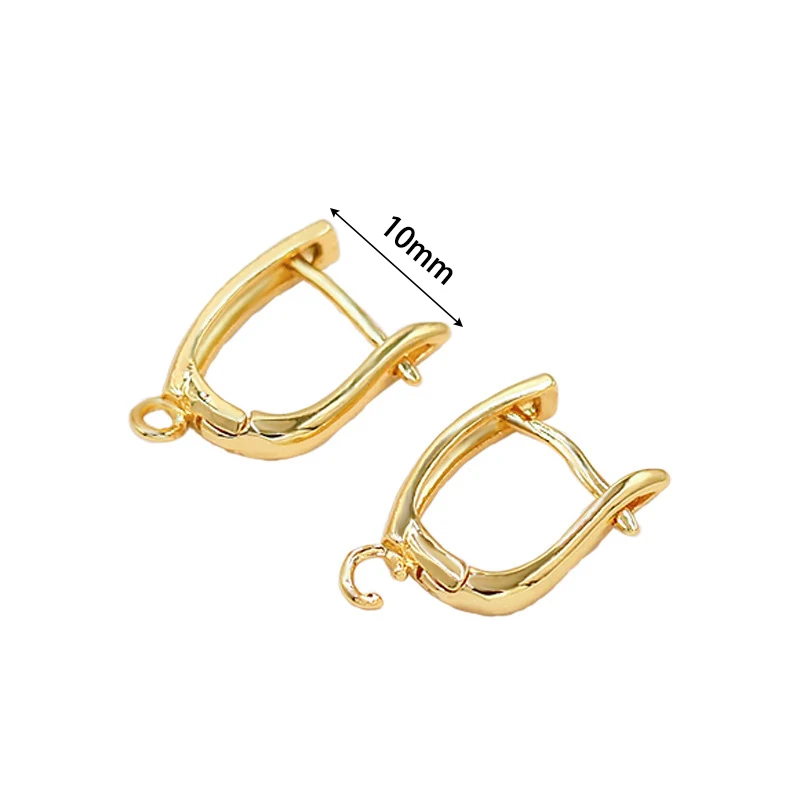 2-10pcs 18K Gold Plated Earring Clasps Metal Earwires Hooks Loop Setting For DIY Jewelry Making Supplies Accessories Parts Craft
