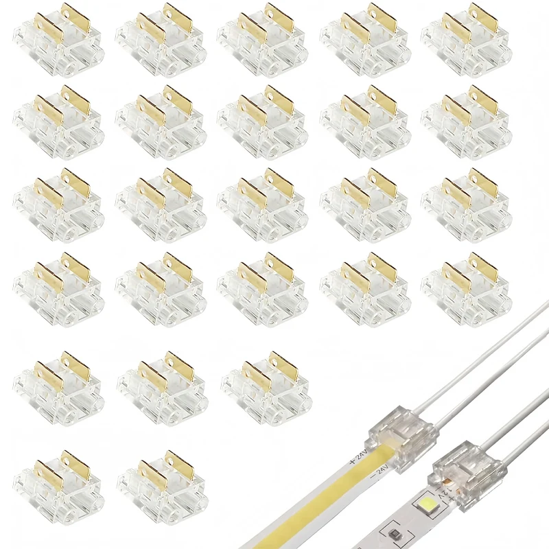 COB/ SMD8mm 2pin LED Strip Connector Board to Wire Without Wire for Strip Expansion & Connection, Used for Wireless Gapless